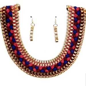 Gold link braided necklace